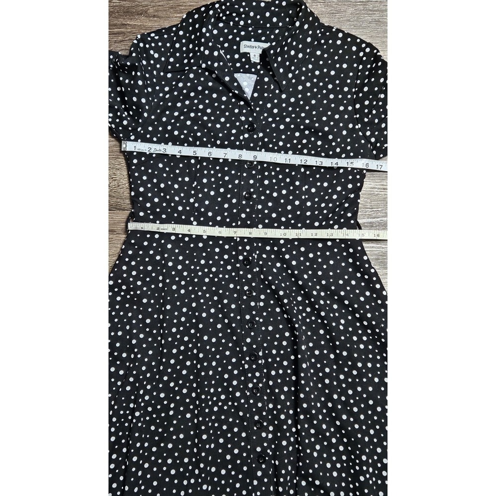 Shelby & Palmer Button Front Short Sleeve Polka-dot Belted Dress Size 6 - Picture 7 of 11
